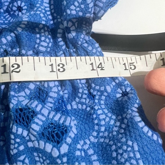 Elle Blue Lace Sleeveless Dress with Black Belt, Women's Size Medium - Picture 9 of 13